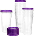 48 oz Clear Twist Top Storage Deli Containers with Leak Proof Lids Purple - BPA Free Snack Containers Airtight Reusable Plastic Food Storage Canisters with Twist Seal Caps Kitchen Organizer (32)