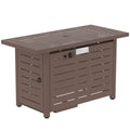 BESTCOSTY 42.25 Outdoor Propane Gas Fire Pit Table with Slat Tabletop