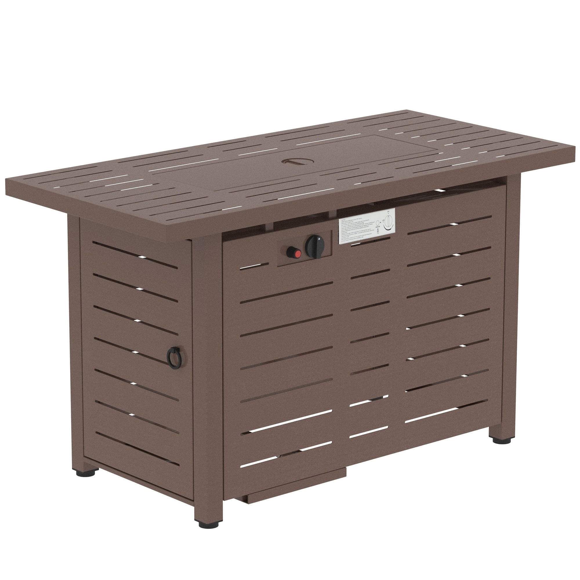 BESTCOSTY 42.25 Outdoor Propane Gas Fire Pit Table with Slat Tabletop