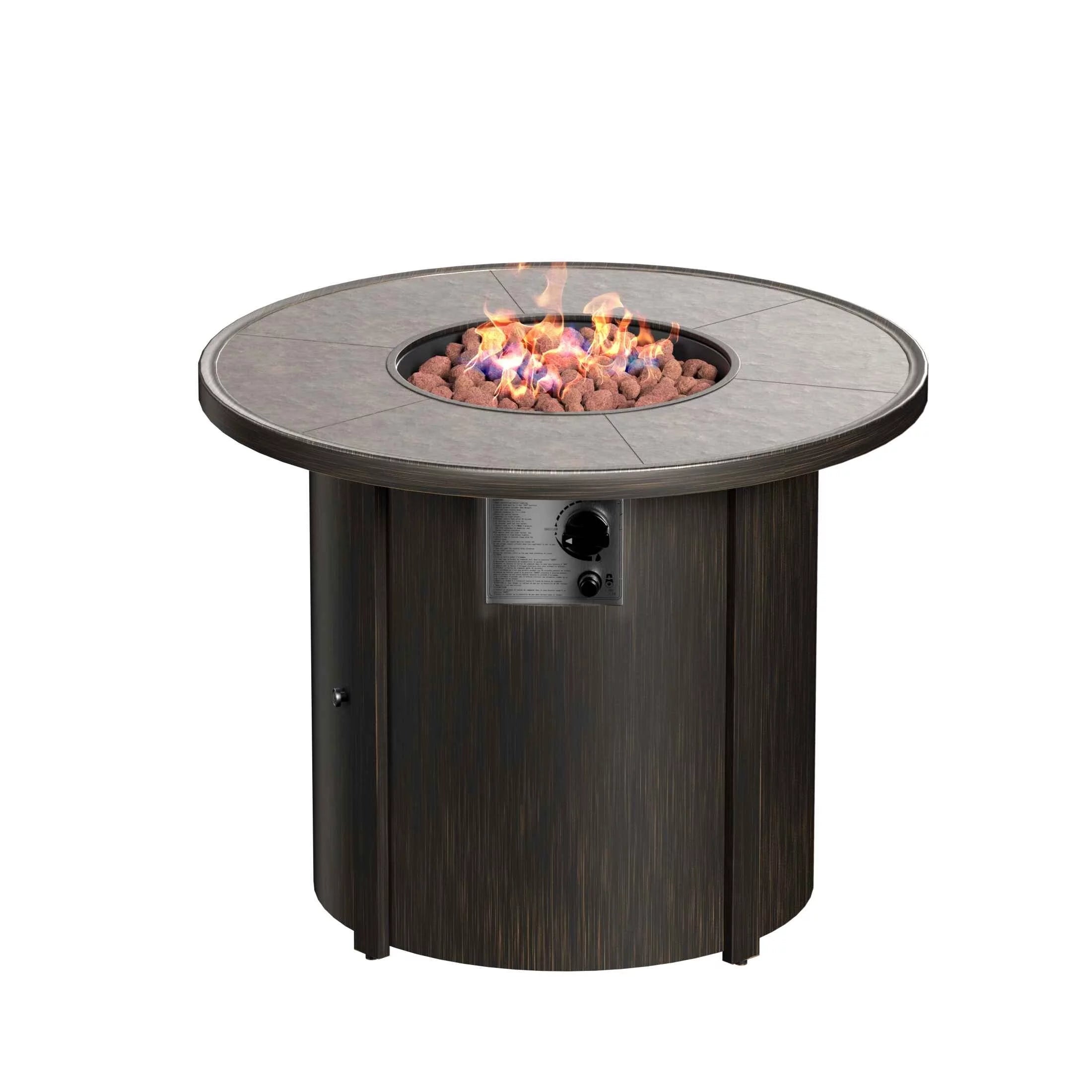 Polytrends Ashland Round Steel Propane Fire Pit Table with Cover