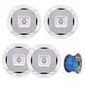4x Lanzar AQ5CXW 5.25 Marine Water Resistant 2 Way 400 Watt White Speakers, Enrock 16 Gauge 50Ft Marine Boat Yacht Speaker Wire