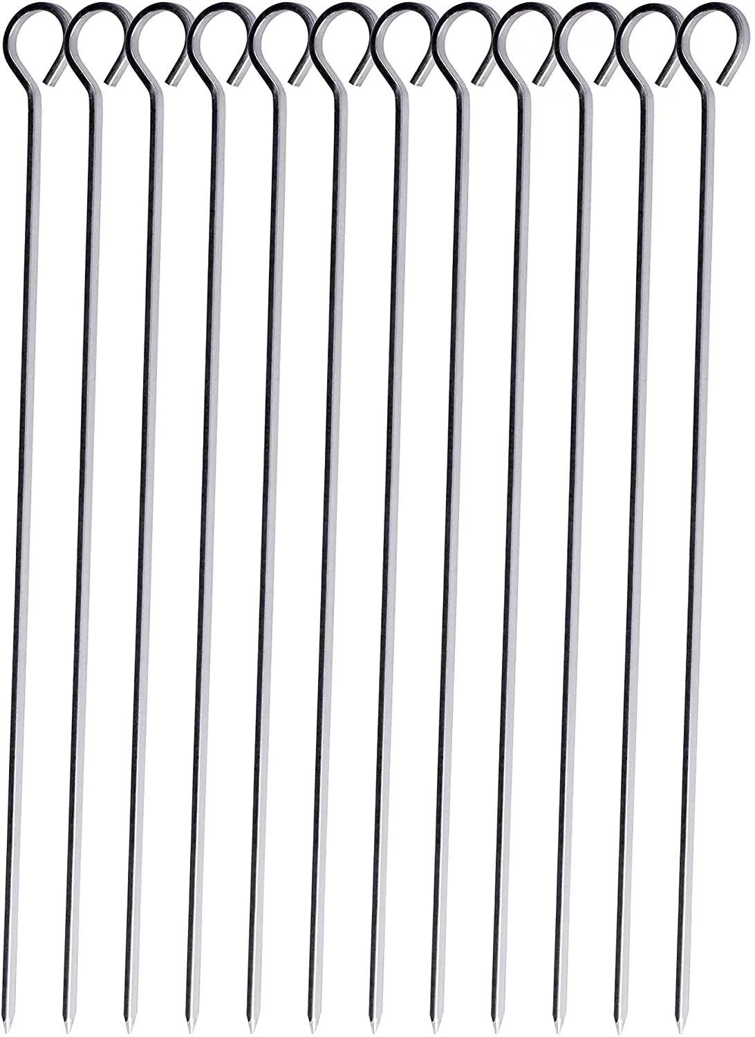 12 inch Barbecue Skewers Metal BBQ Sticks,12Pack Stainless Steel Square Skewer for Grill Outings Cooking by HONSHEN