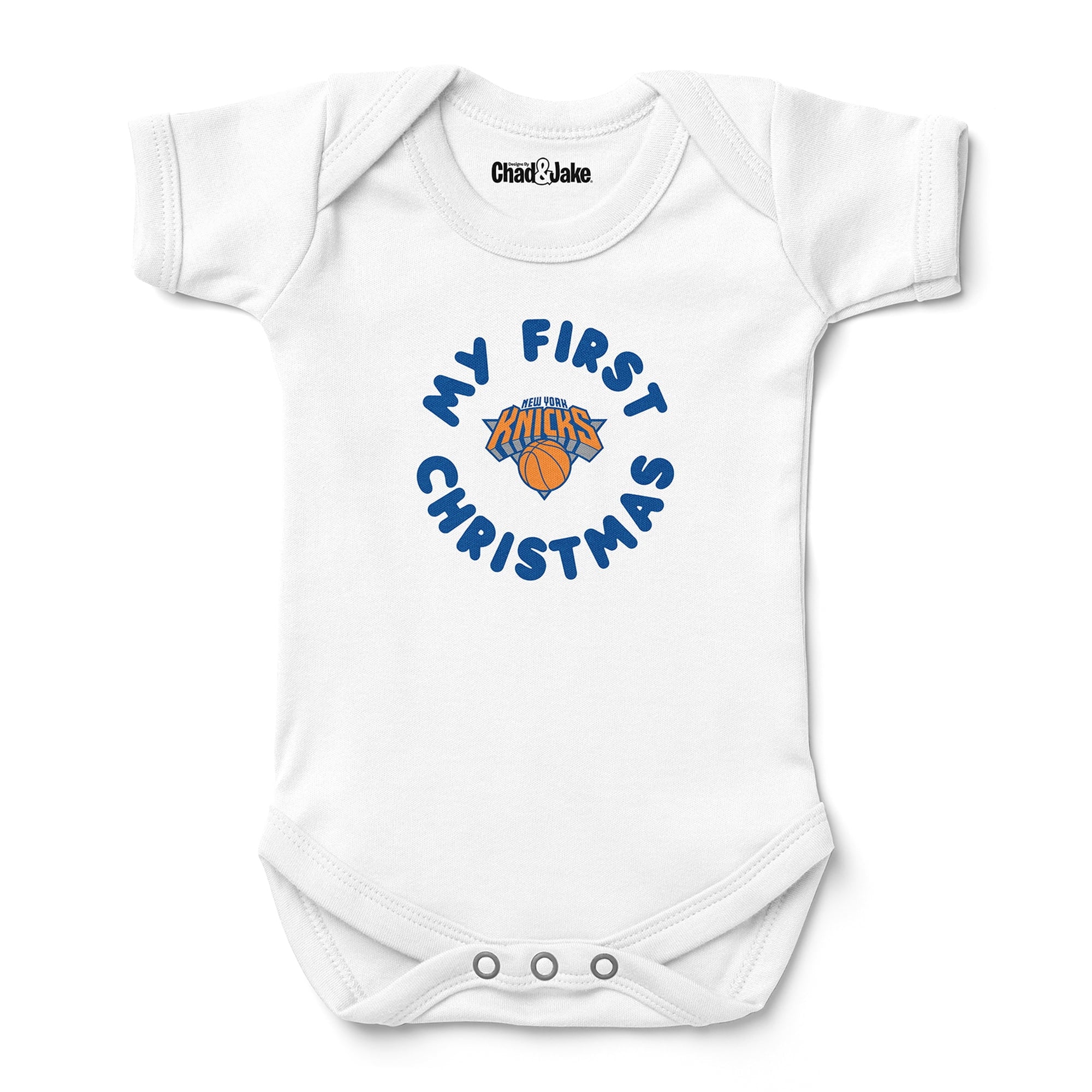 Newborn & Infant Chad & Jake White New York Knicks First Christmas Bodysuit