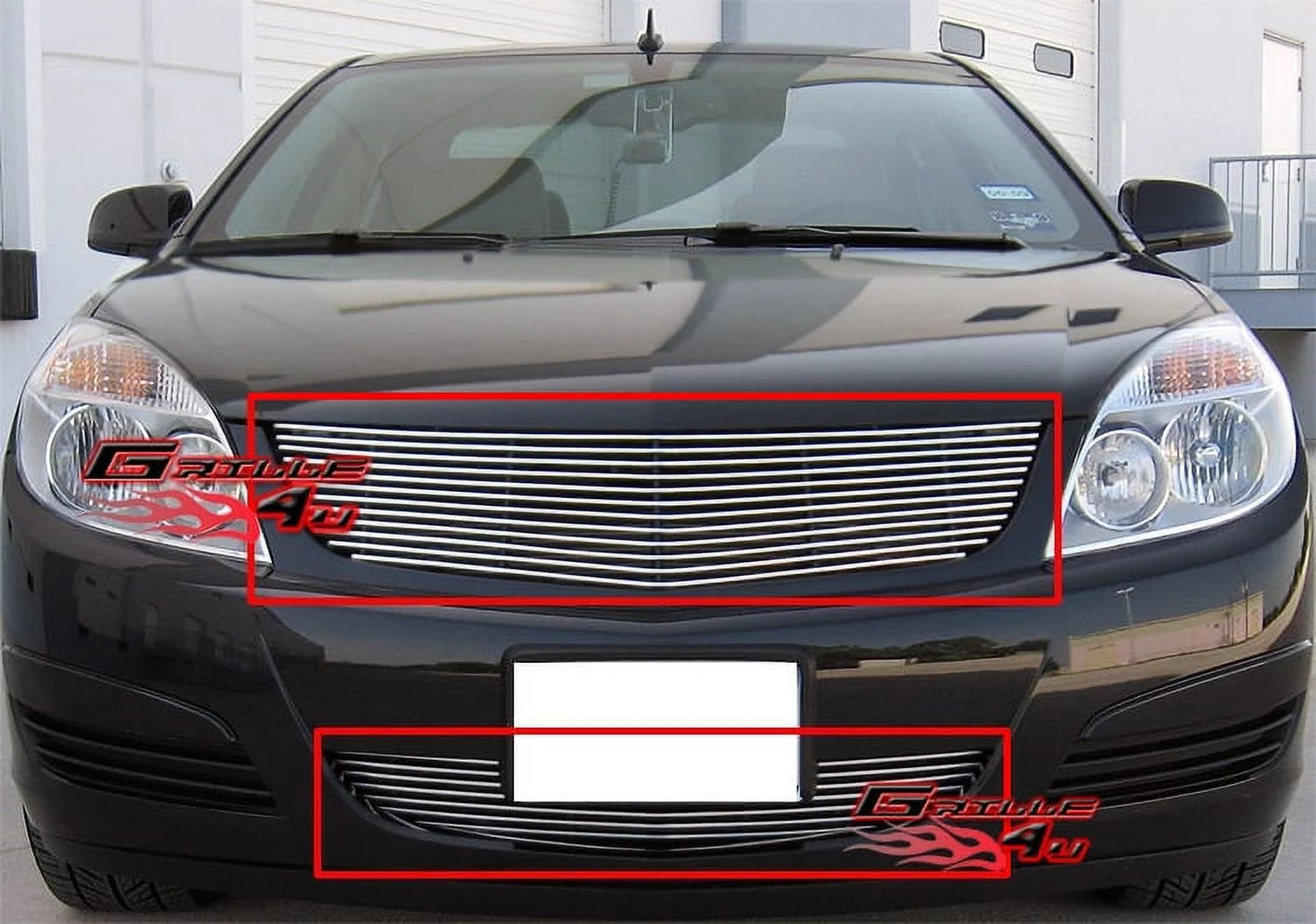 APS Premium Aluminum Chrome Horizontal Billet Grille Grill Compatible with Saturn Aura 2007-2009 Combo N19-A69878S