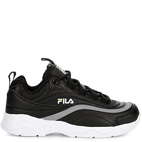 Fila Kid's Ray Boys Fashion Sneakers Black/Safety Yellow/Metallic Silver 2.5 Little Kid
