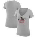 Women's G-III 4Her by Carl Banks Heather Gray Miami Heat Filigree Logo V-Neck Fitted T-Shirt