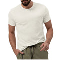 SZXZYGS Mens Shirts Short Sleeve Dress Shirts Men's Fashion Spring and Summer Casual Short Sleeved Round Neck Solid Color T Shirt Tops Cloud Yarn Spinning Men's T Shirt