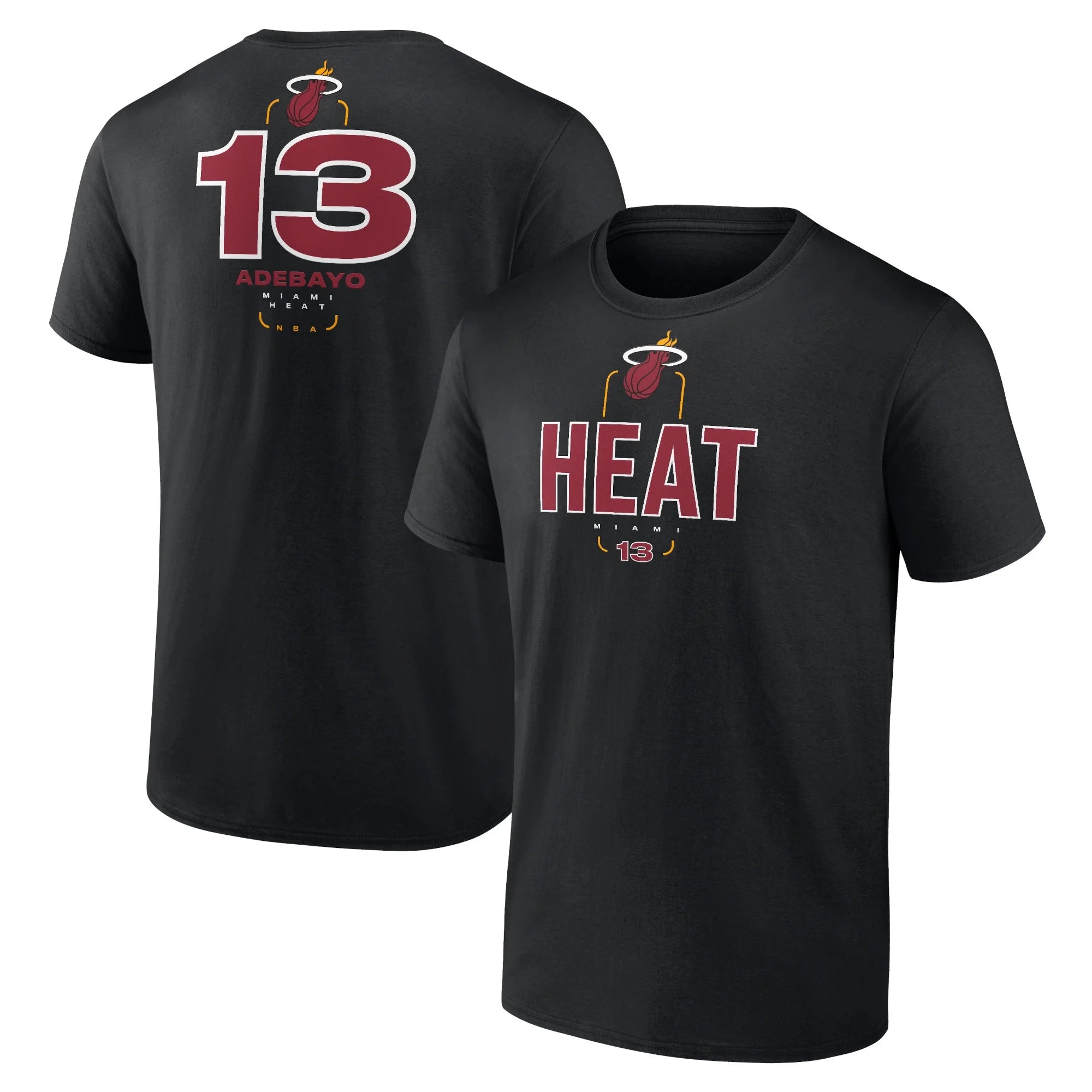Men's Fanatics Branded Bam Adebayo Black Miami Heat Behind The Back Name & Number T-Shirt