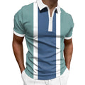 Mens Short Sleeve Polo Shirts Slim Fit Zipper Turn-Down Collar T Shirts Casual Designer Striped Printed T-Shirts
