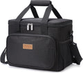 Large Lunch Bag,Insulated Lunch Box,Soft Cooler Cooling Tote for Adult Men Women, Black 24-Can (15L)