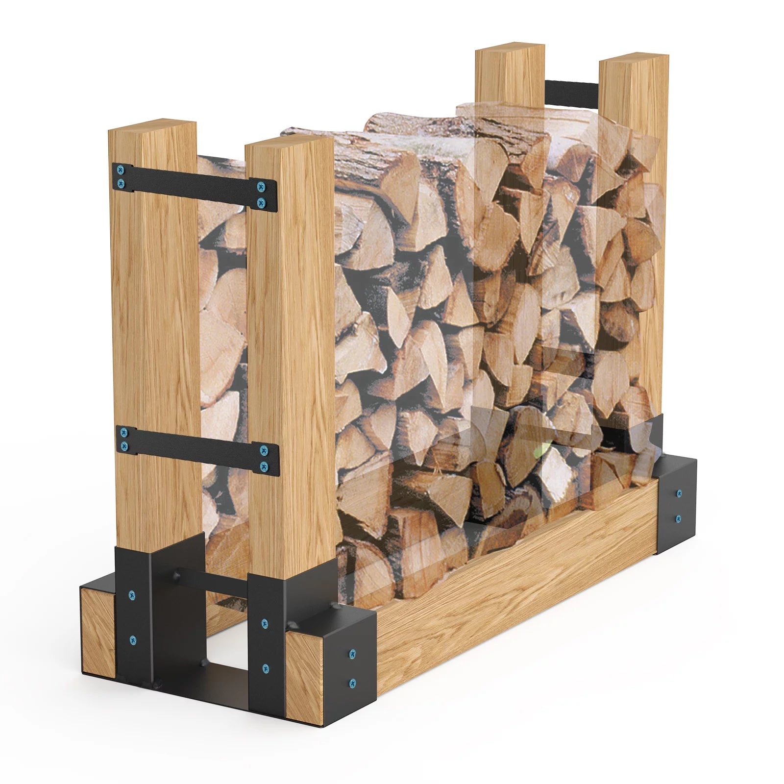 TRAMULL Outdoor Firewood Log Rack Bracket Kit, Fireplace Wood Storage Holder - Adjustable to Any Length (2-Bracket Kit)