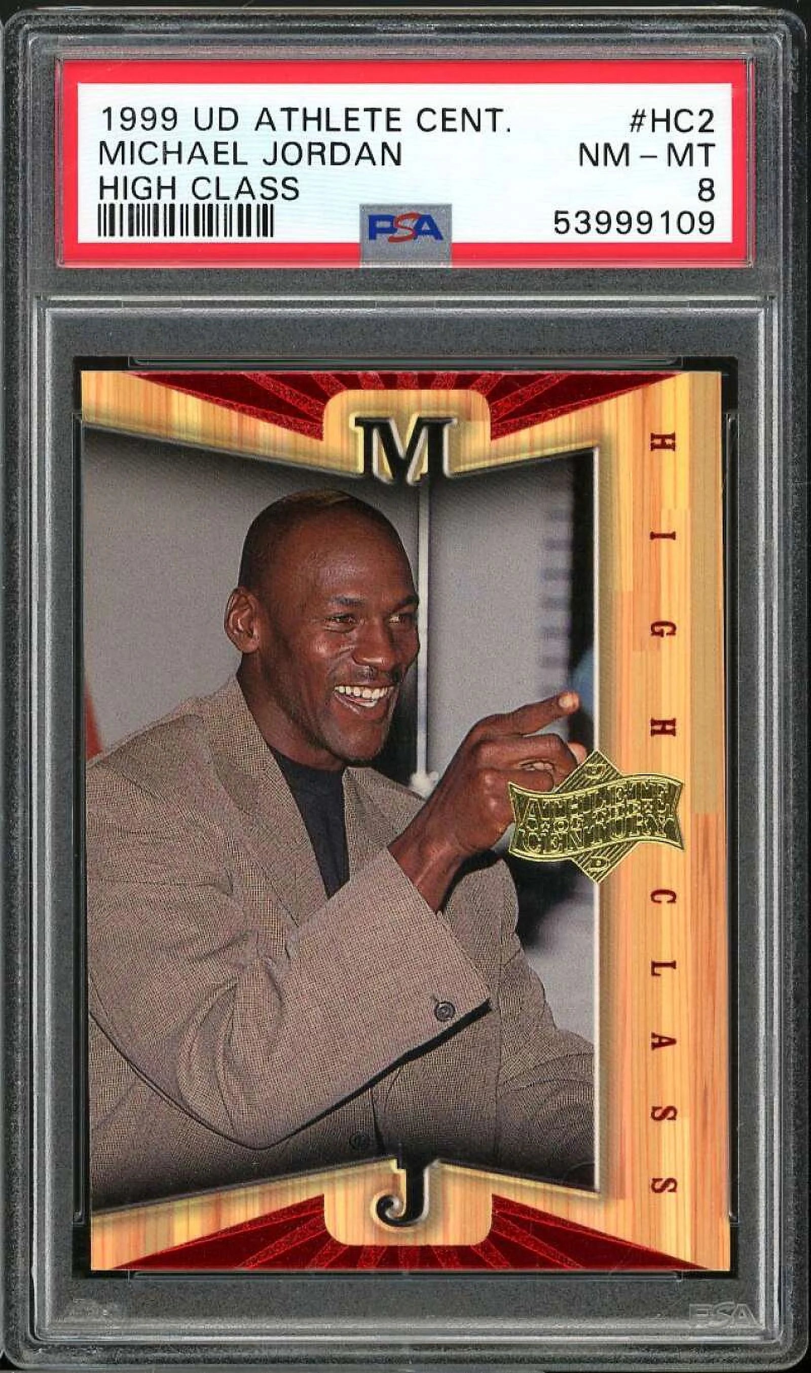 Michael Jordan Card 1999-00 UD Athlete of the Century High Class #HC2 PSA 8