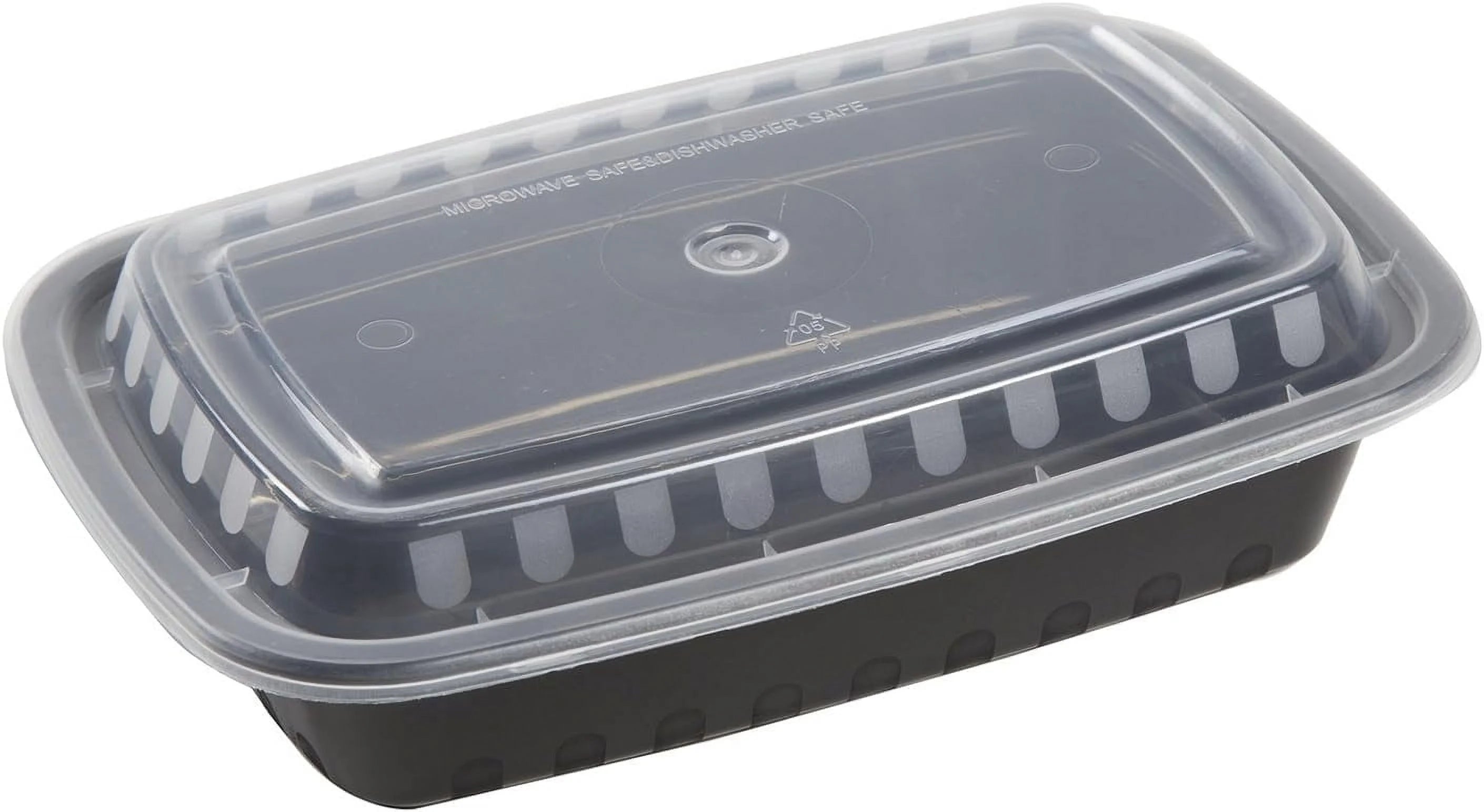 Inch X 5.5 Inch Black Plastic Containers And Lids, 1.5 Inches Deep, 24 Ounces, For Microwave Or Freezer, Pack Of 150