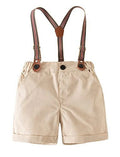 Styles I Love Toddler Little Boys Classic Cotton Chino Shorts with Stripe Suspenders for Everyday, Casual, Formal Wear and Special Occasions (Khaki, 100/18-24 Months)