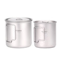 Ultralight Titanium Cup Outdoor Portable 2PCS Cup Set 420ml 650ml Camping Picnic Water Cup Mug with Foldable Handle