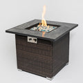 Square Ceramic Tile Tabletop Outdoor Fire Pit Table with Lid