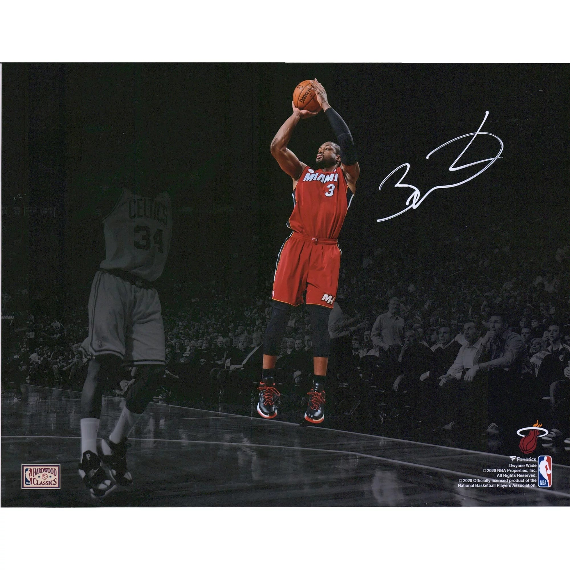 Dwyane Wade Miami Heat Autographed 11 x 14 Spotlight Shot vs, Boston Celtics Photograph - Fanatics Authentic Certified