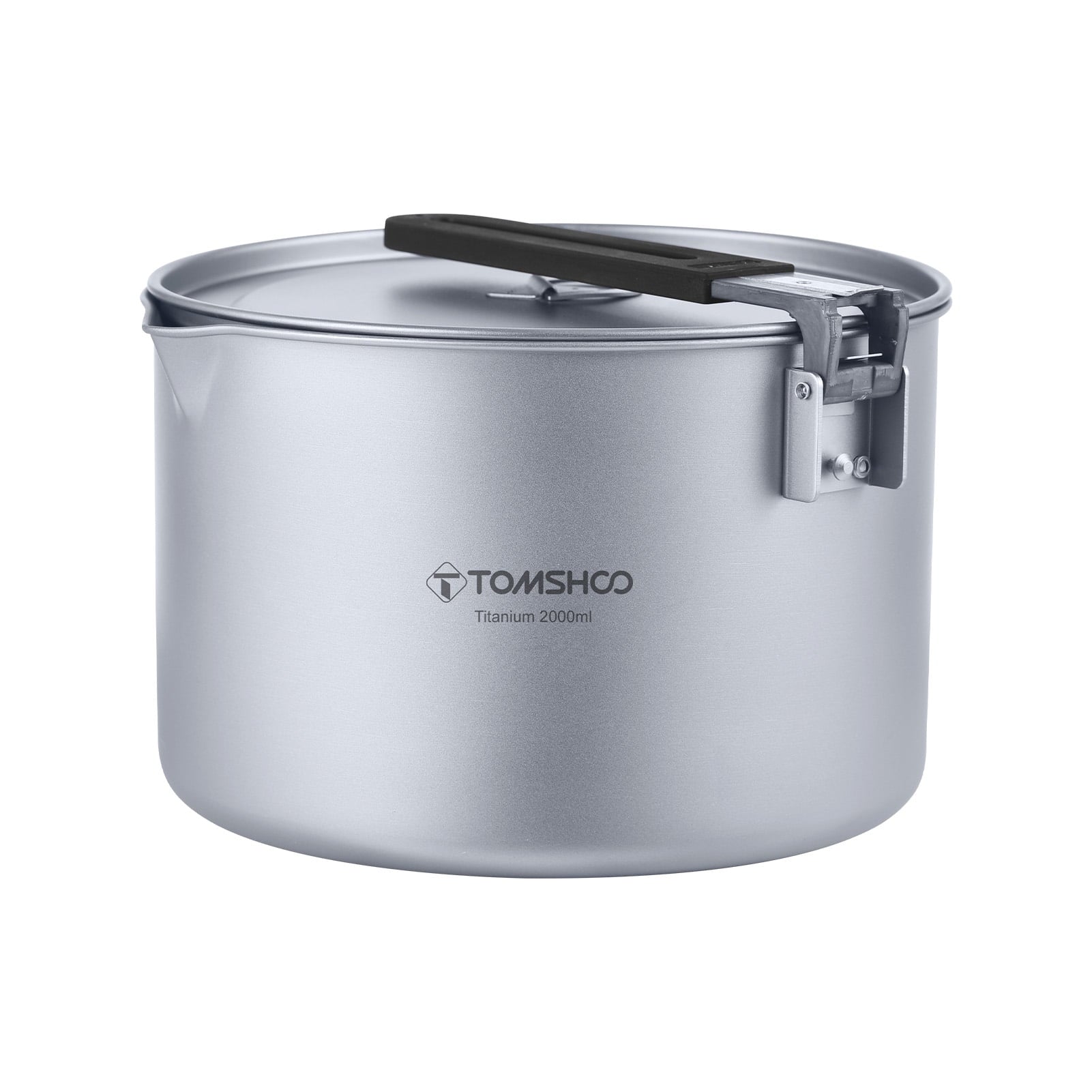 TOMSHOO Camping Soup Pot with Lid, 2L Portable Cooking Stock Pot, Collapsible Handle, Ideal for Backpacking