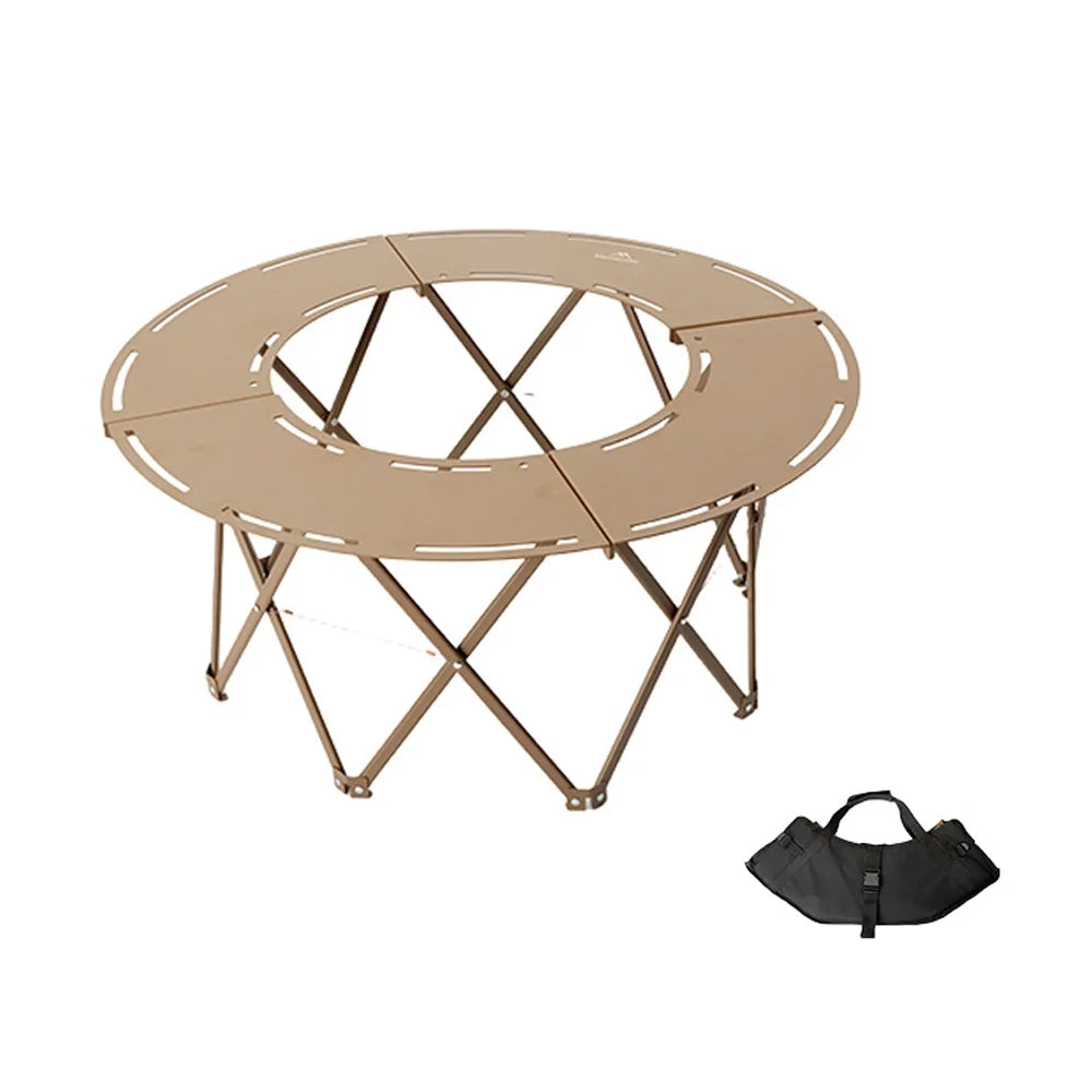 Camping Home Courtyard HotPot Table Multifunctional Foldable Charcoal Grill Aluminum Alloy Table Portable Tea Boiling Round Table