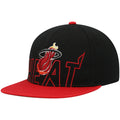 Men's Mitchell & Ness Black/Red Miami Heat Hardwood Classics Low Big Face Snapback Hat - OSFA