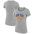 Women's G-III 4Her by Carl Banks  Heather Gray New York Knicks Filigree Logo Fitted T-Shirt