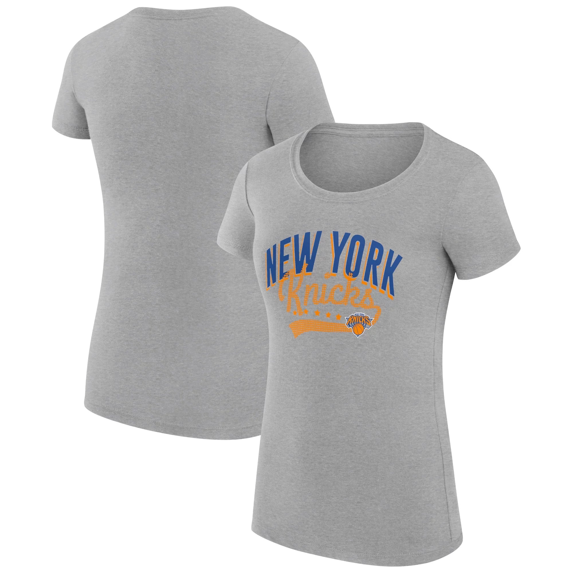 Women's G-III 4Her by Carl Banks  Heather Gray New York Knicks Filigree Logo Fitted T-Shirt