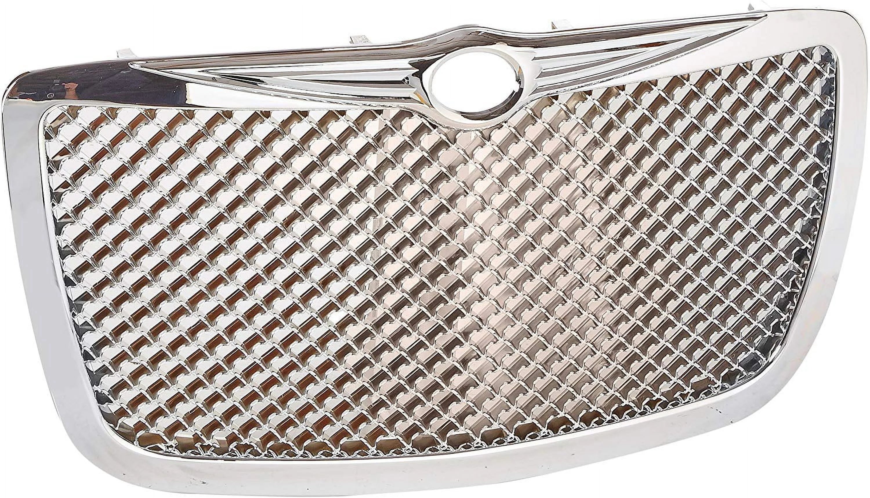 Polished Chrome Front Bumper Replacement Hood Grill Grille Assembly Mesh Style Made For And Compatible With 2005 - 2010 Chrysler 300 300C 05 06 07 08 09 10