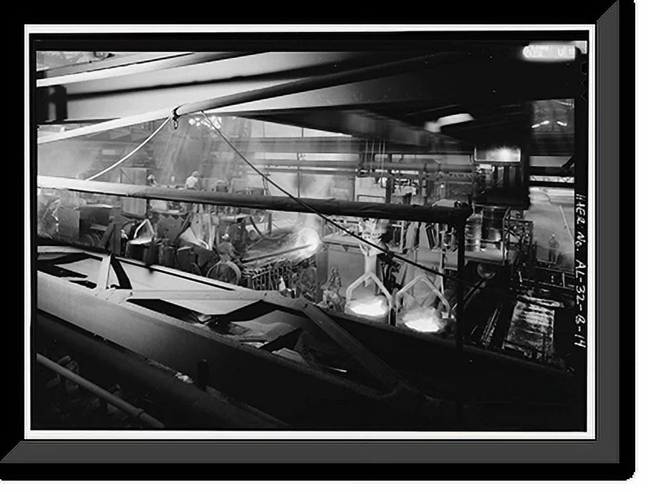 Historic Framed Print, United States Pipe & Foundry Company Plant, Pipe Casting & Testing Area, 2023 St. Louis Avenue at I-20/59, Bessemer, Jefferson County, AL, 17-7/8 x 21-7/8