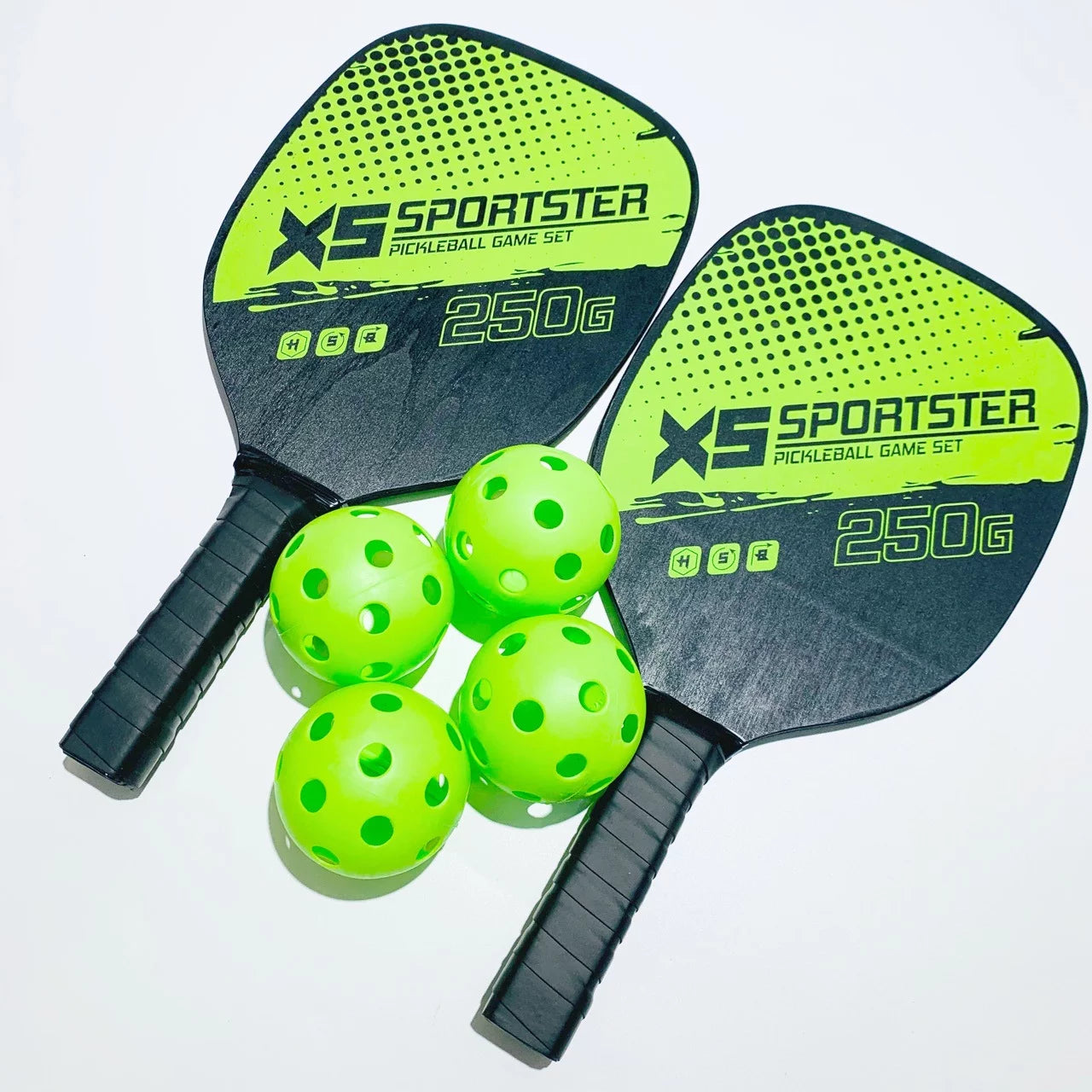 ASG Graphite Pickleball Set - Includes 2 Graphite Pickleball Paddles, 4 Balls, 1 Mesh Carry Bag, Premium Pickleball Rackets Graphite Face