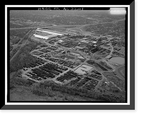 Historic Framed Print, United States Pipe & Foundry Company Plant, 2023 St. Louis Avenue at I-20/59, Bessemer, Jefferson County, AL, 17-7/8 x 21-7/8