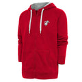 Men's Antigua Red Miami Heat Metallic Logo Victory Raglan Full-Zip Hoodie