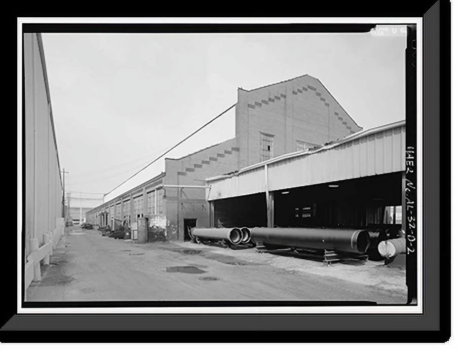 Historic Framed Print, United States Pipe & Foundry Company Plant, Machine Shop, 2023 St. Louis Avenue at I-20/59, Bessemer, Jefferson County, AL, 17-7/8 x 21-7/8