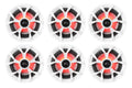 (6) Rockville RKL65MBW 6.5 700w Marine Boat Speakers w/LED+Black/White Grilles