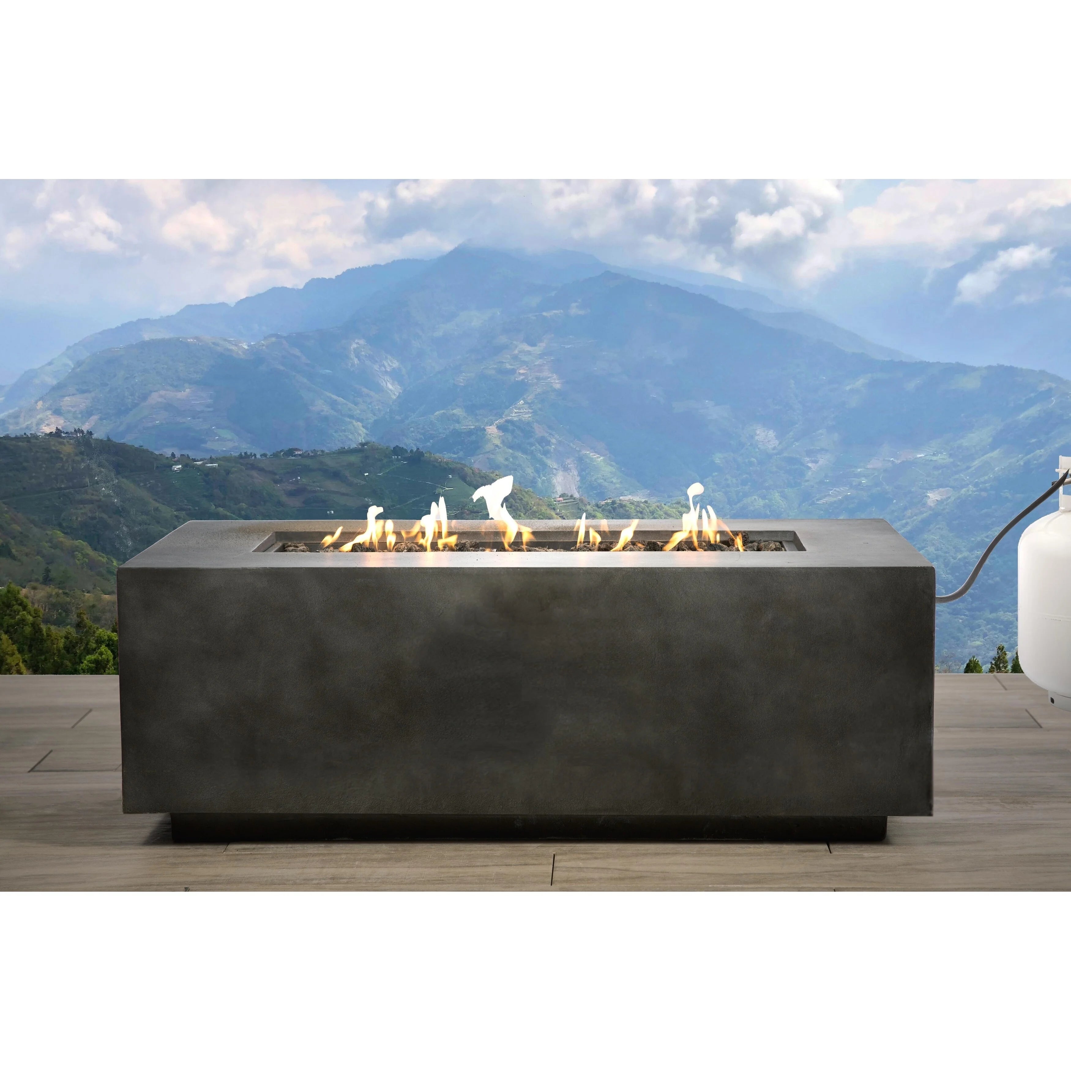 Living Source International Concrete Propane Gas Fire Pit Table (Charcoal)