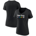 Women's Fanatics Branded Black New York Knicks City Pride Team Logo V-Neck T-Shirt