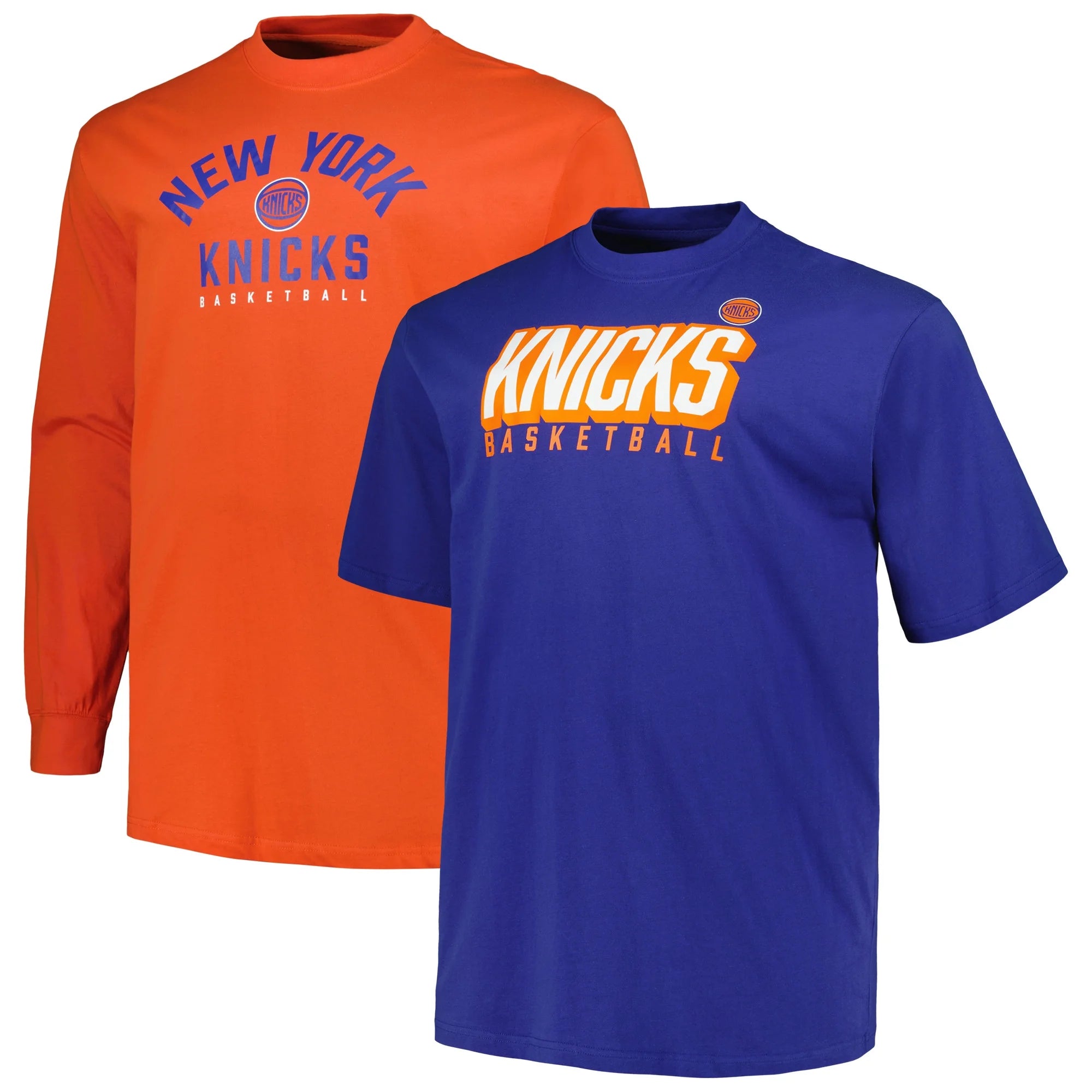 Men's Fanatics Branded Blue/Orange New York Knicks Big & Tall Short Sleeve & Long Sleeve T-Shirt Set