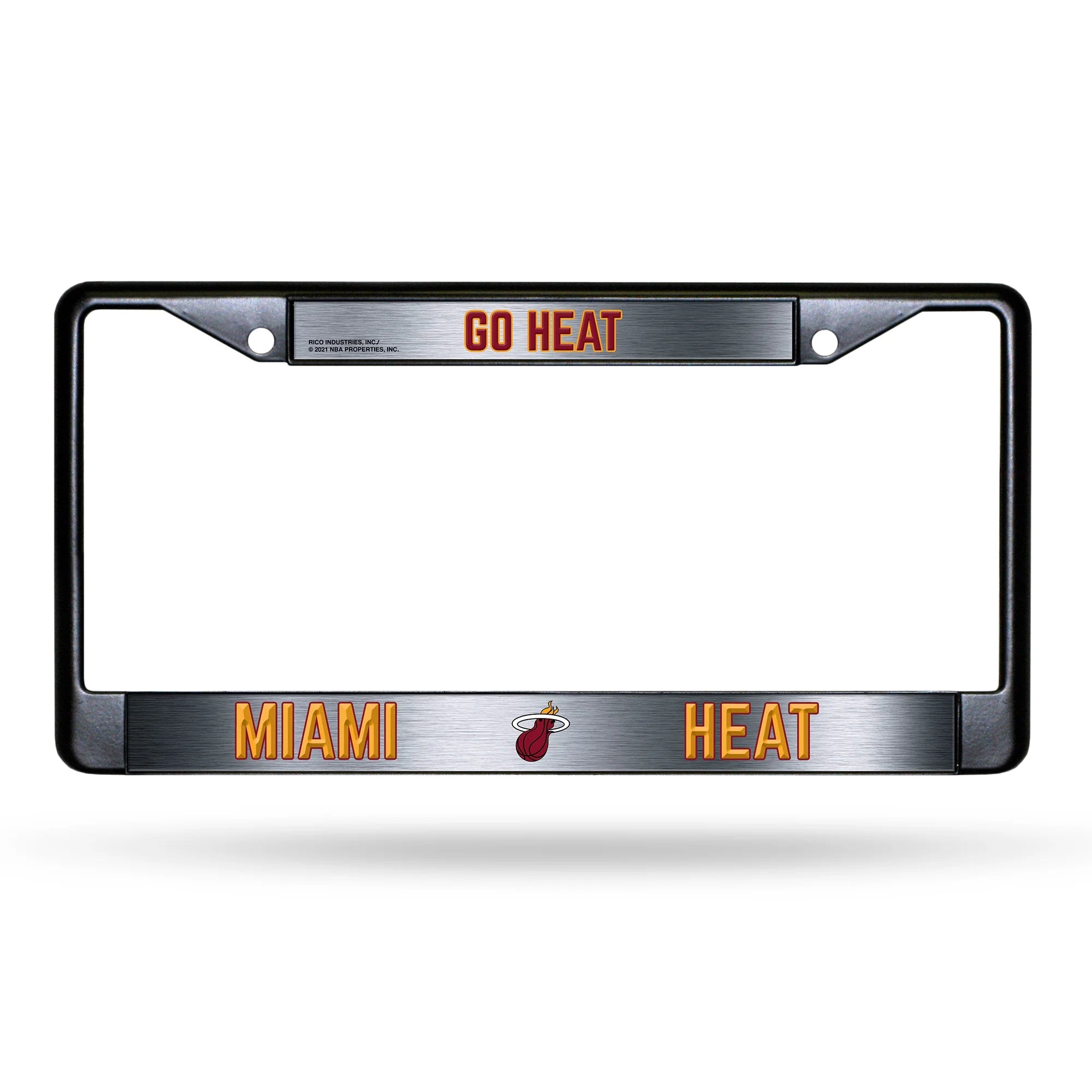 Basketball Rico Industries Miami Heat Black Black Chrome Frame 12 x 6 Black Chrome Frame 12 x 6 Car/Truck Auto Accessory