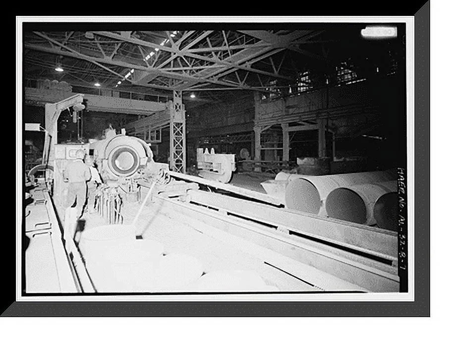 Historic Framed Print, United States Pipe & Foundry Company Plant, Pipe Casting & Testing Area, 2023 St. Louis Avenue at I-20/59, Bessemer, Jefferson County, AL - 7, 17-7/8 x 21-7/8