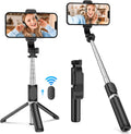 delpattern Selfie Stick, 40 Extendable Selfie Stick Tripod with Detachable Bluetooth Shutter Remote, Tripod for iphone and Android Phone Tripod, Black