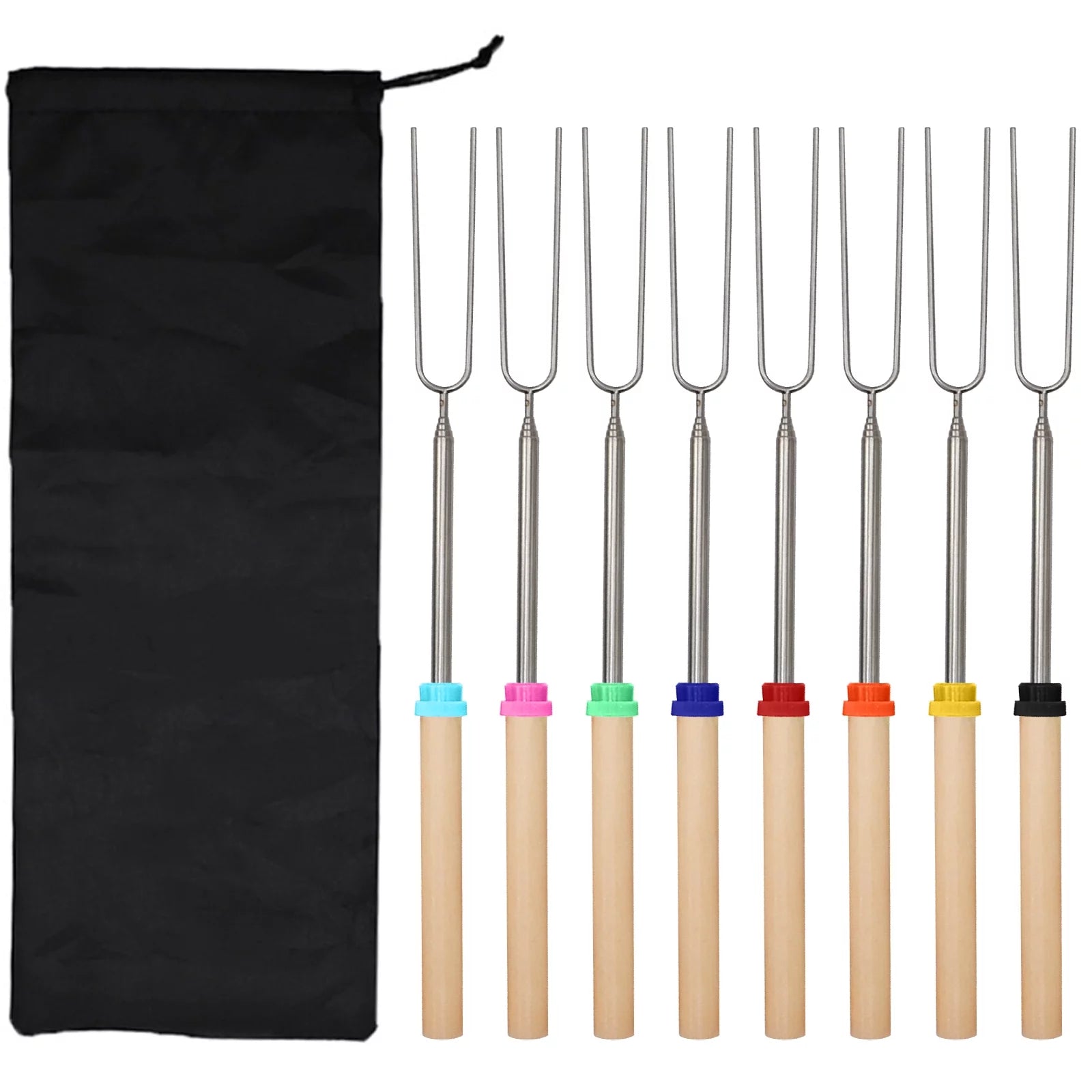 Aptoco 8 Pack Marshmallow Roasting Sticks Telescoping 31.9 Smores Sticks Kit Hot Dog Fork for Campfire, Camping, Bonfire and Grill