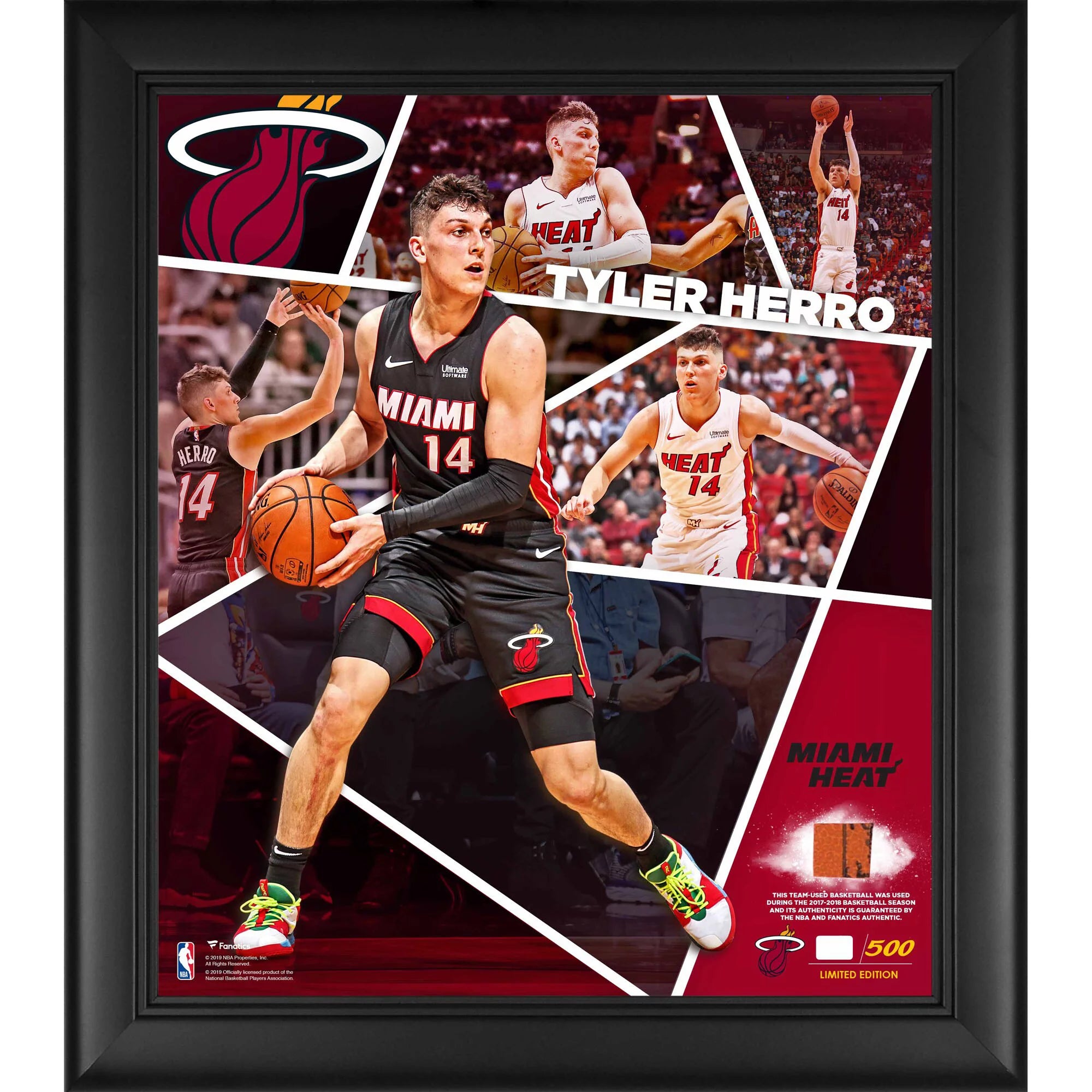 Tyler Herro Miami Heat Framed 15 x 17 Impact Player Collage with a Piece of Team-Used Basketball - Limited Edition of 500