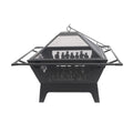 Blue Sky 31 Outdoor Square Fire Pit with Safety Ring and Cover, Black