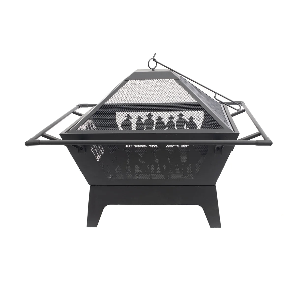 Blue Sky 31 Outdoor Square Fire Pit with Safety Ring and Cover, Black