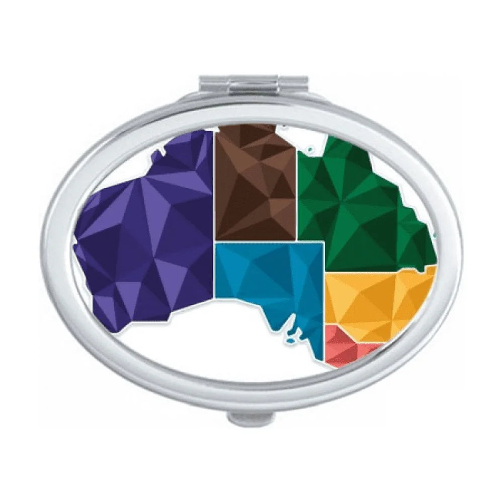 Australia Map Territory State Colorful Mirror Portable Fold Hand Makeup Double Side Glasses