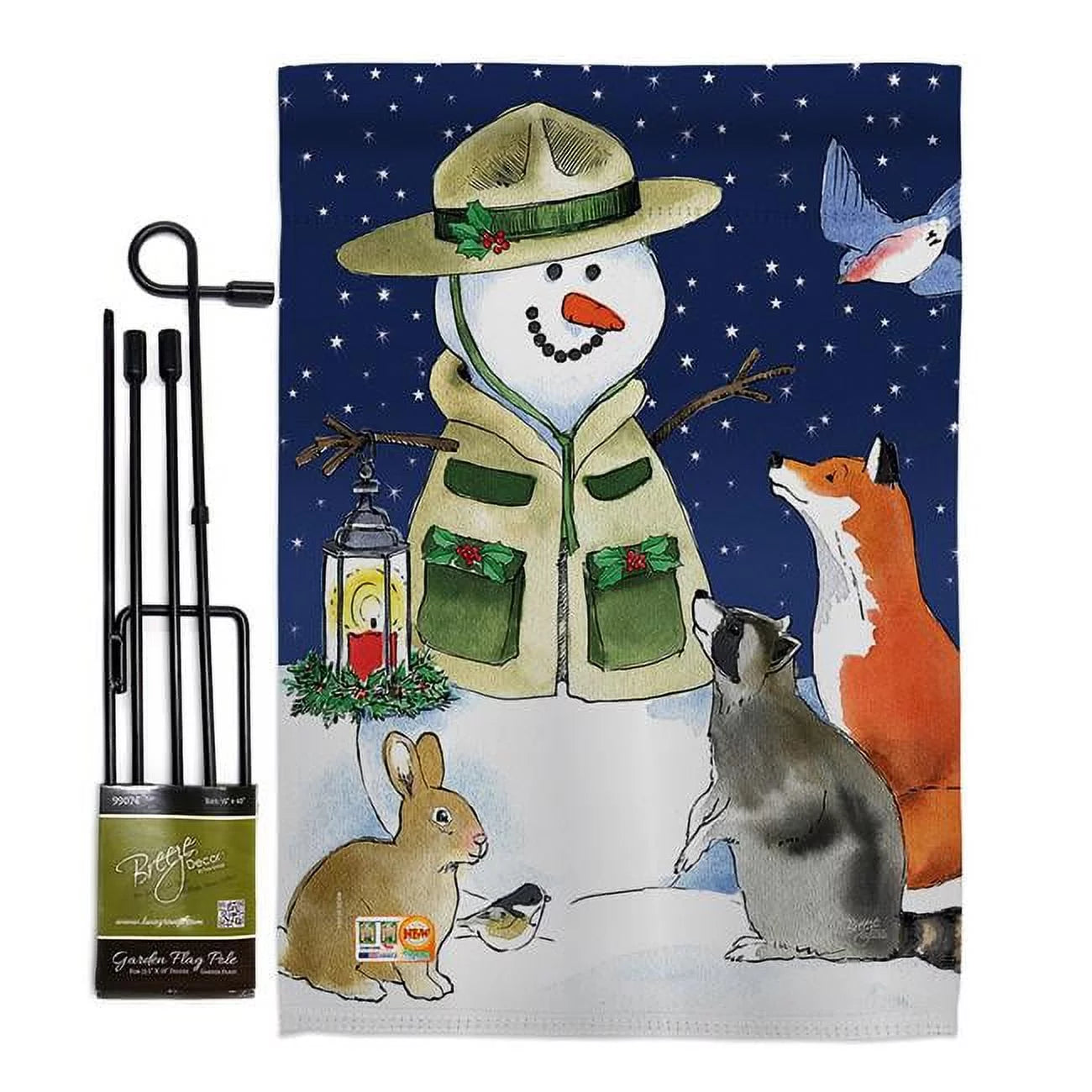 BD-WT-GS-114206-IP-BO-D-US18-WA 13 x 18.5 in. Lodge Snowmen Winter Wonderland Impressions Decorative Vertical Double Sided Garden Flag Set with Banner Pole