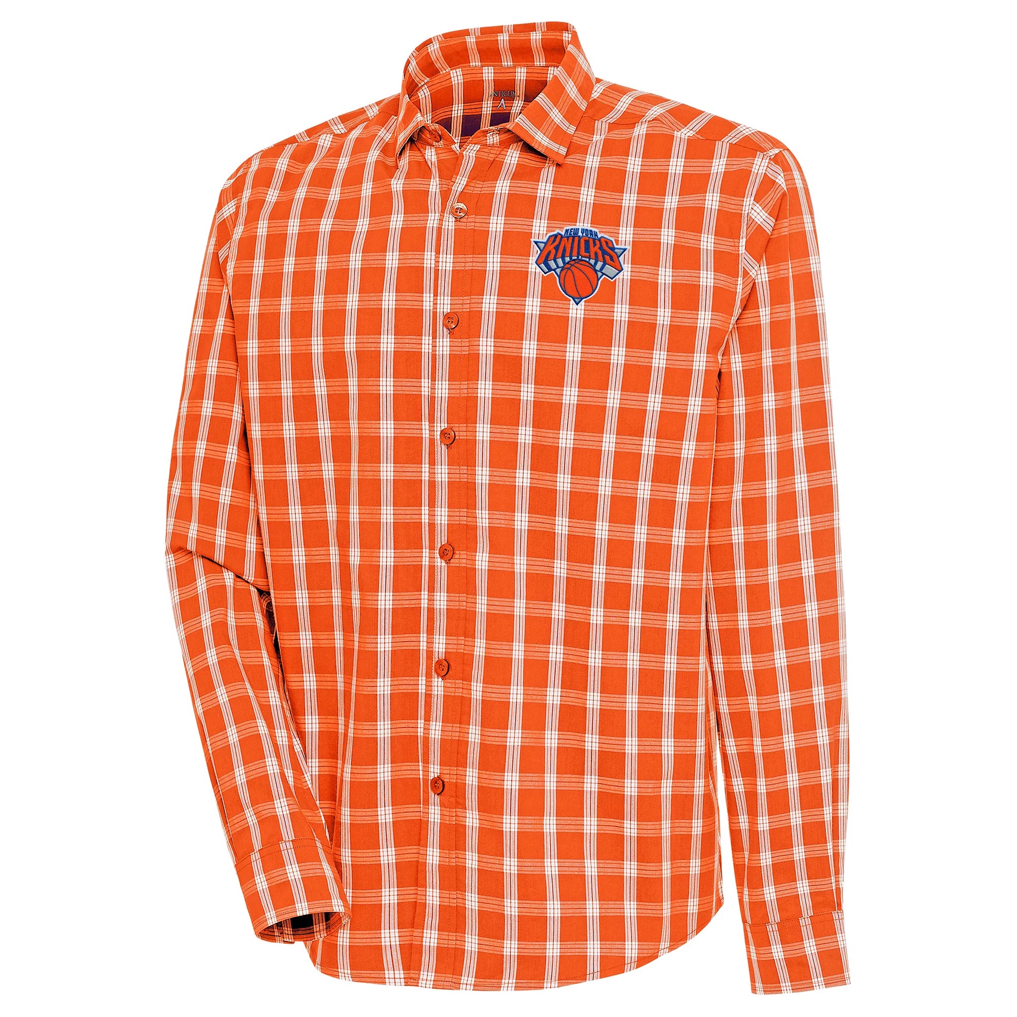 Men's Antigua  Orange New York Knicks Carry Long Sleeve Button-Up Shirt