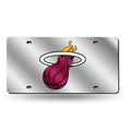 Miami NBA Heat Logo Silver Mirror Look LASER License Plate
