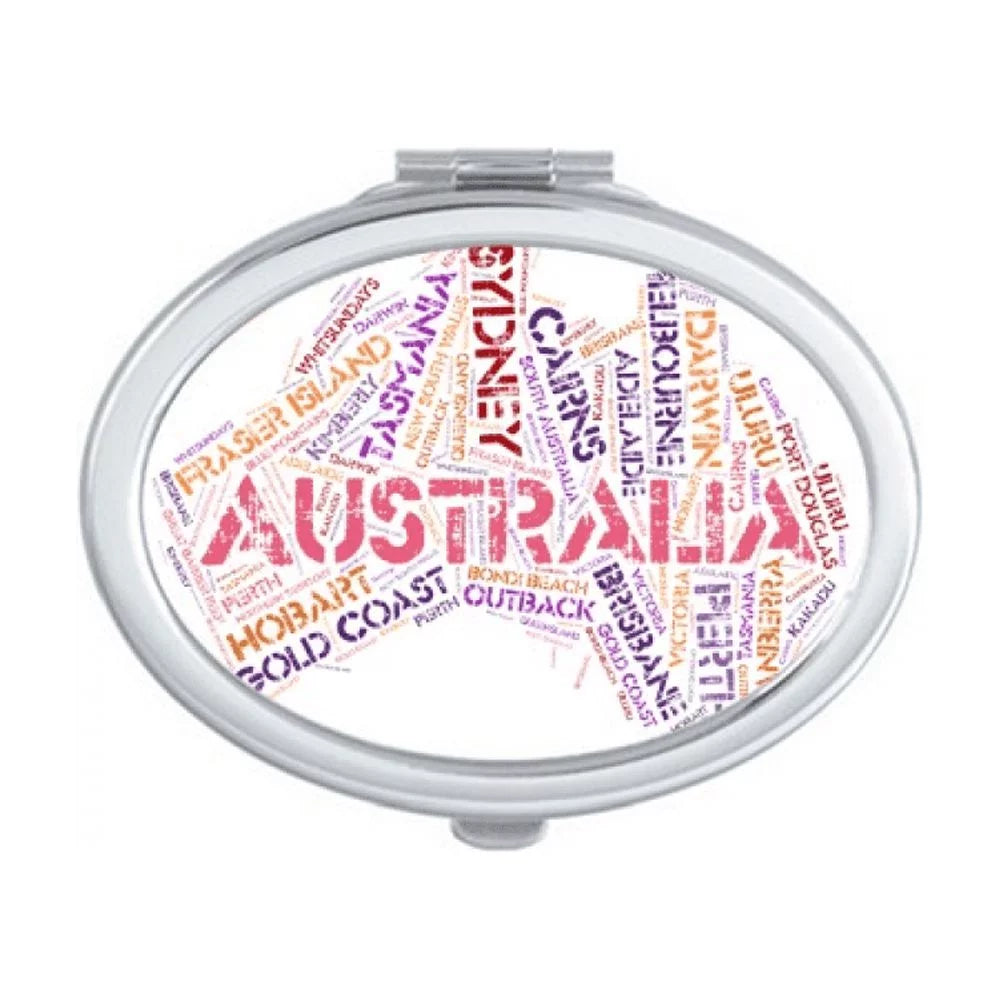 Australia Flavor Map Scenic Spots Illustration Mirror Portable Fold Hand Makeup Double Side Glasses