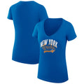 Women's G-III 4Her by Carl Banks Blue New York Knicks Filigree Logo V-Neck Fitted T-Shirt