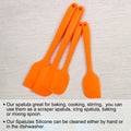 Kitchen Silicone Spatula Set Heat Resistant Scraper Baking Utensils Orange 4 Pieces